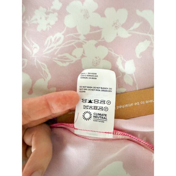 Reformation | NWT | Frankie Silk Dress | Hothouse Pink/Cream Floral | Sz 10 - Picture 12 of 12